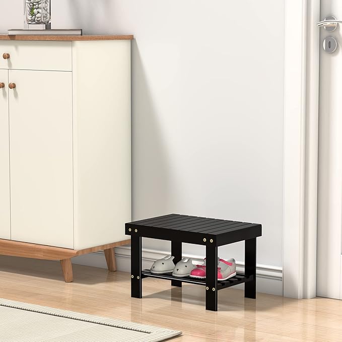 Wooden Step Stool for Kids Adults Small Wood Shower Foot Rest Stool Shaving Legs Potty Stool for Bathroom Sink Bed Kitchen