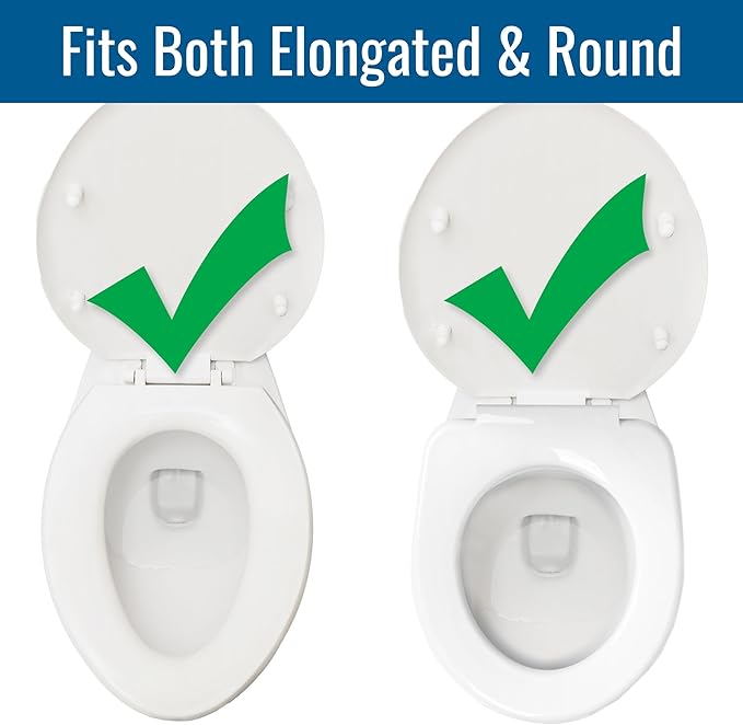 HealthSmart Locking Raised Toilet Seat Riser for Seniors, 4" Elevation with Lid, Fits Round and Elongated Toilet Bowls, Secure Easy Locking Clamps, 418 lb Capacity, Quick Assembly