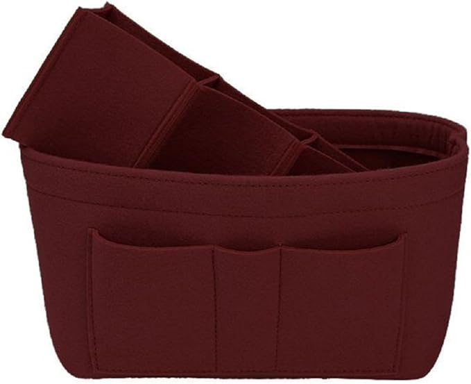 ZTUJO Purse Organizer Insert, Felt Bag Organizer For Handbag Purse Organizer,13 Colors, 6 Size (X-Large, Wine Red)
