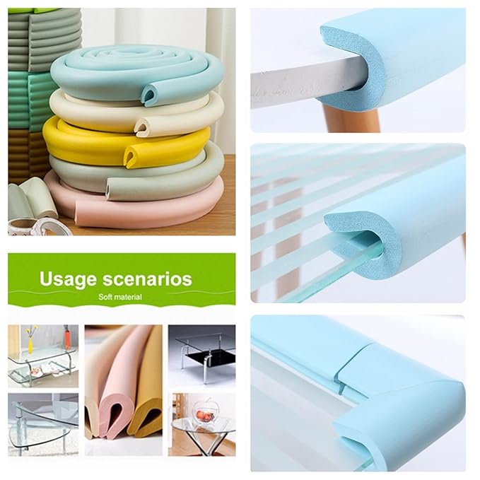 M2cbridge U Shape Extra Thick Furniture Table Edge Protectors Foam 6.5 Ft (Grey with 4 Corners)