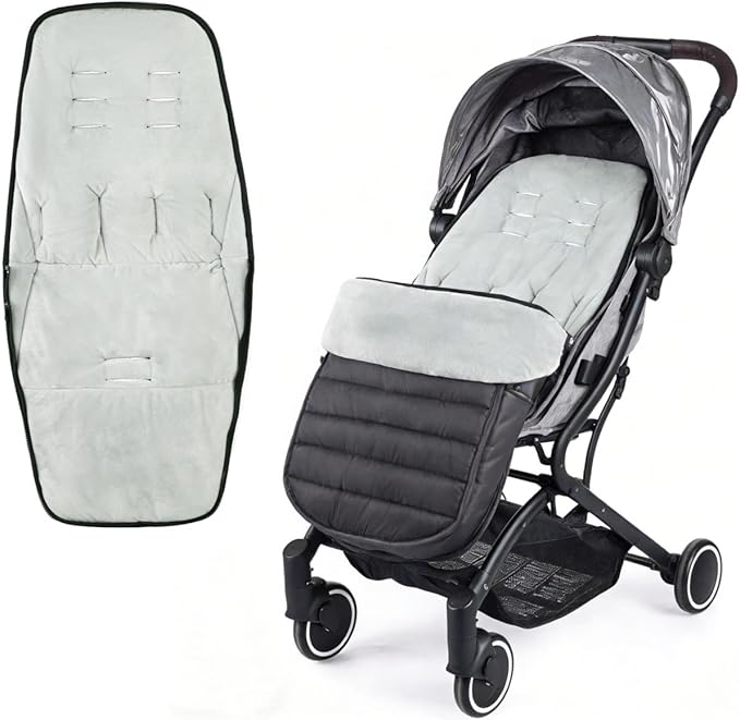 2 in 1 Baby Stroller Cushion Bunting Bag Removable Windproof Footmuff Toddler Warm Pushchair Seat Mat Cushion Outdoor Thicken Cushion Kids Warm Leg Protector Bag Stroller Liner
