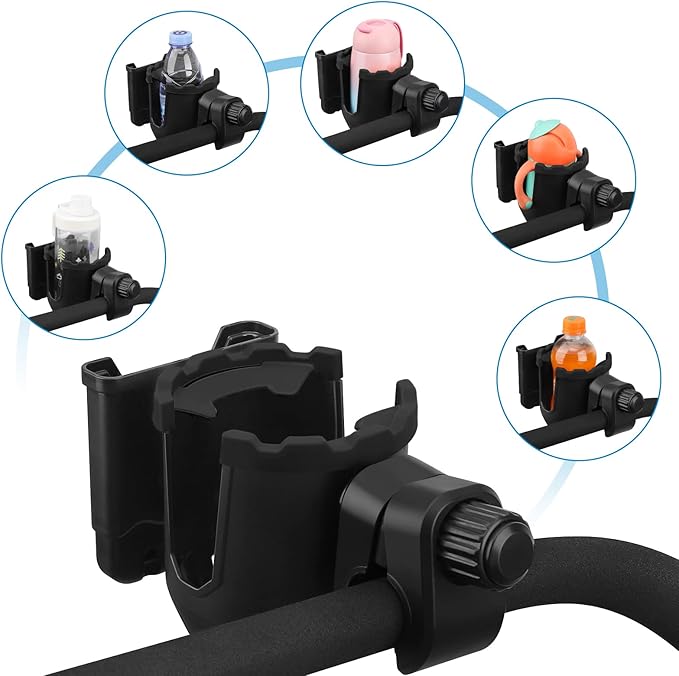 Accmor Stroller Cup Holder with Phone Holder, Universal Cup Holder, 2-in-1 Cup Phone Holder for Stroller, Bike, Walker, Wheelchair