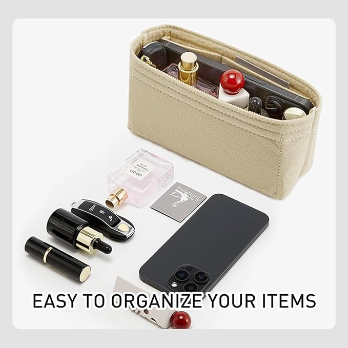 Felt Purse Organizer Insert Compatible with Longchamp Le Pliage Mini Original/Green Pouch and More, Extra Small Bag Insert with Zipper for Women Handbag(Mini, Pink)