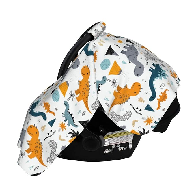Dinosaurs Car Seat Cover Baby Stuff Western Infant Carseat Covers Baby Girl Highland Car Seat Canopy Boy Winter Multi Use Nursing Cover for Newborn Carseat Canopy Nursing Covers Newborn Shower Gift