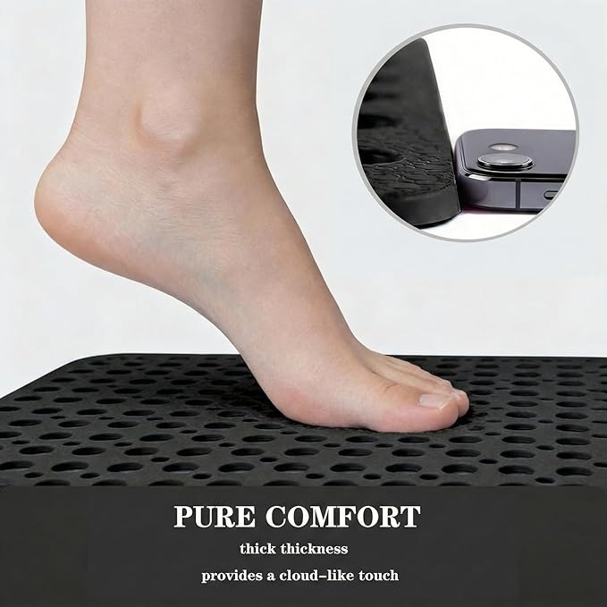 Nonslip Bath Tub Shower Mat with Suction Cups, Extra Soft TPE Bath Mat for Kids, Bathtub Bathroom Mats, Machine Washable, Smooth/Non-Textured Tubs Only, 35L x 16W Inch(Black)
