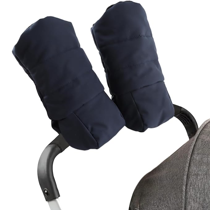 Zsedrut Stroller Gloves Universal Winter Anti-Freeze Stroller Mittens Water Repellent Hand Warmer Muff Fleece Lined,Winter Stroller Accessories (Navy)