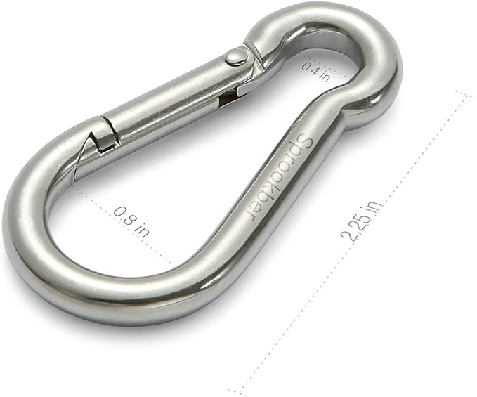 sprookber Stainless Steel Spring Snap Hook Carabiner - 304 Stainless Steel Clips, Set of 6