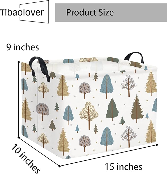 TIBAOLOVER Rectangular Kids Storage Bin Gift & Baby Organizer Shelf Book Basket Room Decor (Grey Tree)
