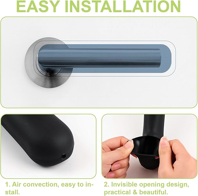 Door Handle Covers, 2Pcs 15 * 5.8 * 3.5cm Silicone Door Handle Glove Covers with Love Heart Decor, Black Door Handle Lever Covers Anti-Static Safety Door Handle Protector