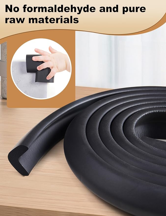 Arinbeb Foam Corner Protector for The Fireplace Hearths Edge and Corner Guard, with Retardant Materials Foam Safety Bumpers Baby Proofing (Black)
