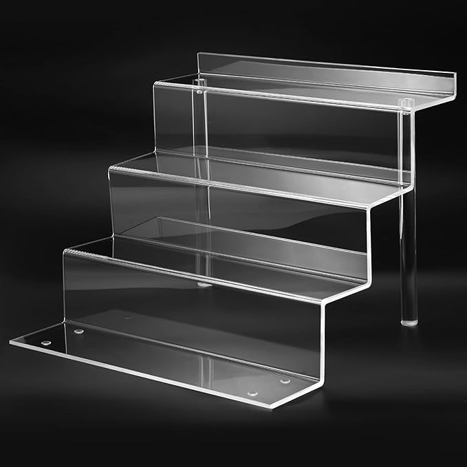 bigantss 12 Inch Acrylic Shelf for Perfume Organizer, 4 Tier Funko POP Shelves, Cologne Organizer Tiered Riser Display Stand, Acrylic Display for Decoration