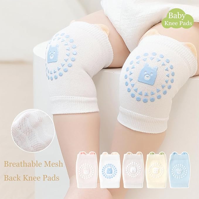 Baby Crawling Knee Pads and Socks with Anti-Slip Grips 10 Pairs Unisex Baby Toddler Nonslip Kneepads & Ankle Socks