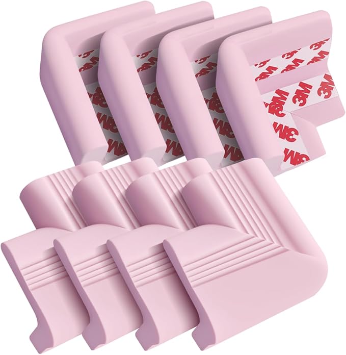 Baby Proofing Corner Guards 8 Pack Pink, Soft Foam Edge and Corner Protectors for Furniture, Pre-Taped Strong Adhesive Bumpers, Safe for Babies and Toddlers