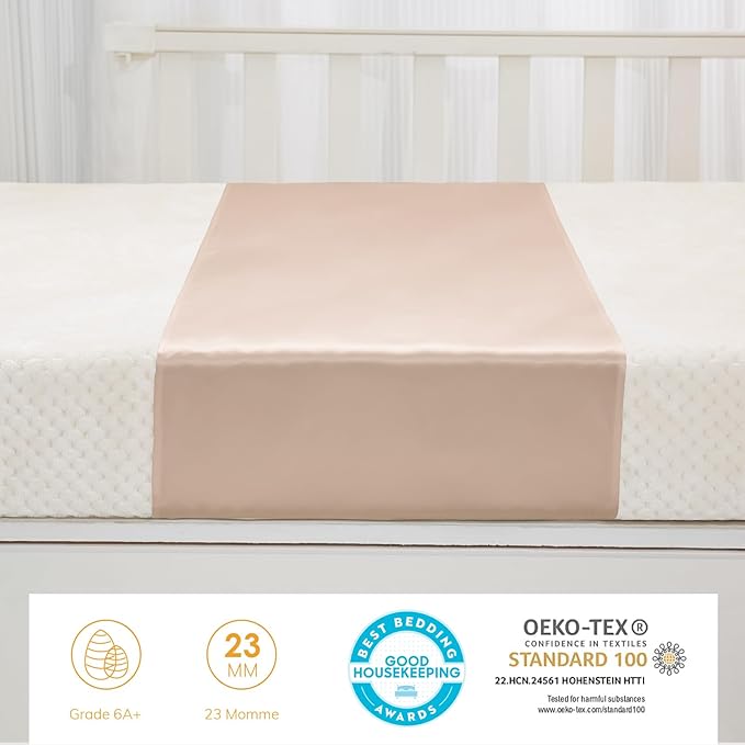 PROMEED 100% Mulberry Silk Crib Sleeve for Baby Hair Loss Prevention, Premium 23 Momme Natural Silk Bassinet Slip for Bassinets/Cradles/Cots/Cribs (White Dinosaur)