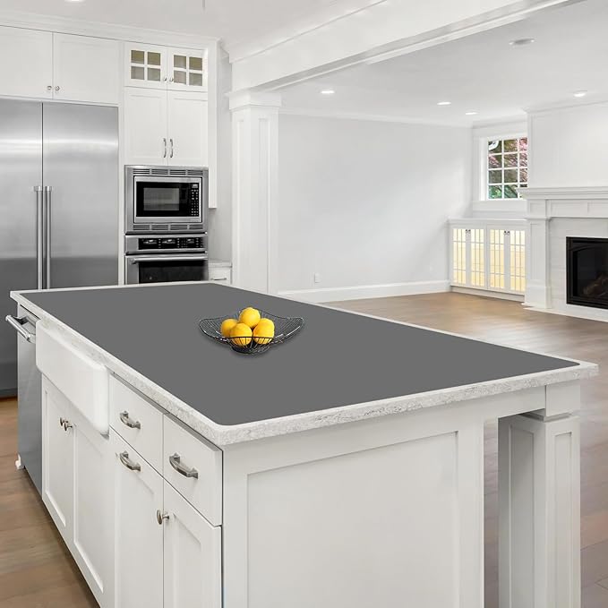 72''x36'' Extra Large Silicone Mat for Kitchen Counter, Heat Resistant Countertop Protector, Non-Slip Waterproof Kitchen Island Mat, Easy to Clean, Dark Gray
