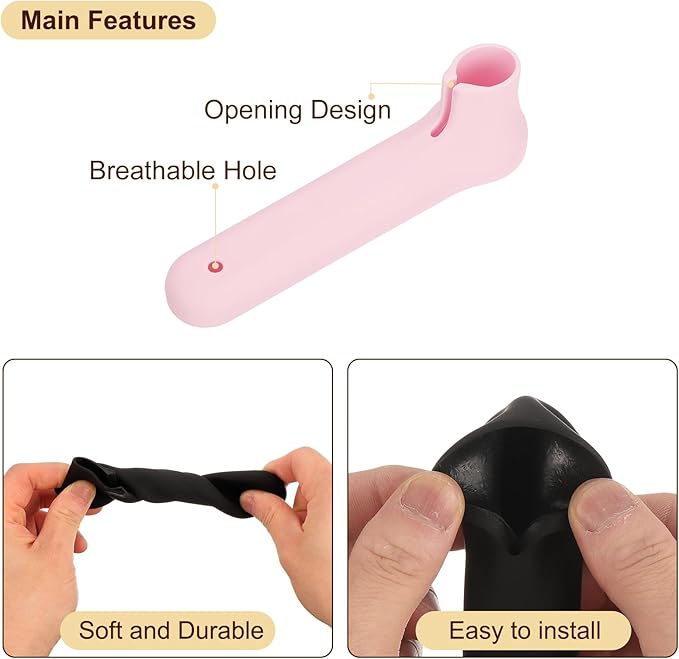 uxcell 2Pcs Silicone Door Handle Covers, Silicone Anti-Static Door Knob Cover Anti-Collision Door Handle Protector for Flat Door Handle Lever, Pink