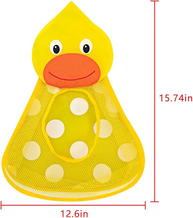Linkidea Bath Toy Organizer, Bathtub Toy Organizer Holder, Bath Toy Net Storage Holder with Adhesive Sticker Hooks (2pcs, Duck)