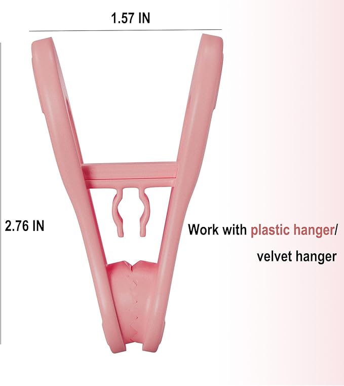 TOFIIGREM Pink Hangers Clips 60 Pack, Multi-Purpose Plastic Clips for Plastic Hangers Velvet Hanger, Clothes Pins for Skirt Pants