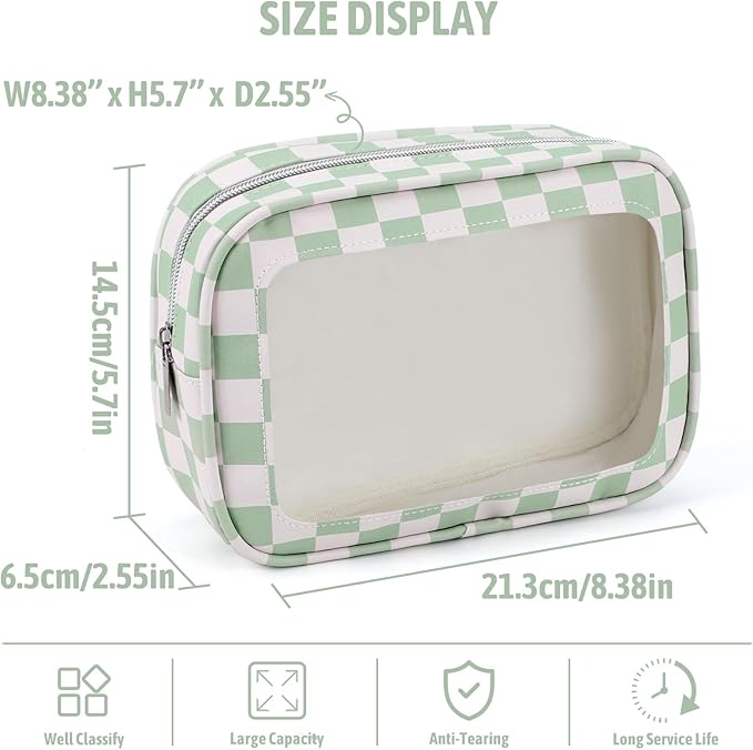 3PCS Clear Toiletry Bag,TSA Approved Travel Makeup Pouch with Zipper for Cosmetics and Toiletries，Diaper Bag Organizer Pouch Set,Women's Purse Organizer and Clear Car Bag