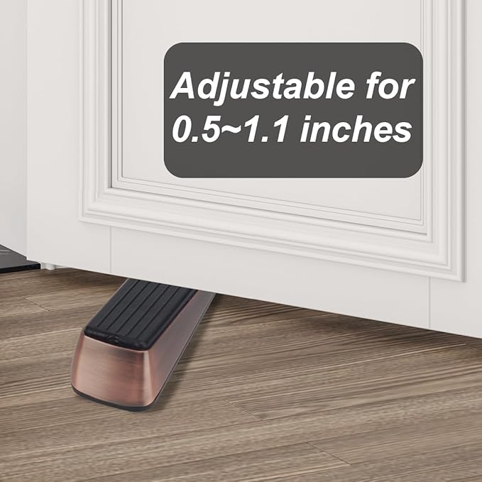 2 Pack Door Stoppers,Zinc Alloy Door Stop with Anti-Slip Rubber Base,Heavy Duty Door Wedge for Bottom of Door, Door Holder to Keep Open,Includes Silencer Pads,Red Bronze