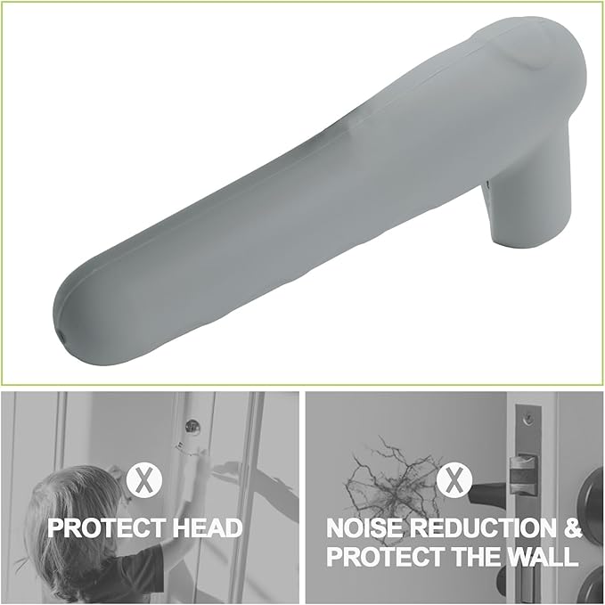 Door Handle Covers, 2Pcs Silicone Door Handle Glove Covers Safety Door Knob Cover Anti-Static Door Knob Protector for Flat Square Door Levers (Grey)