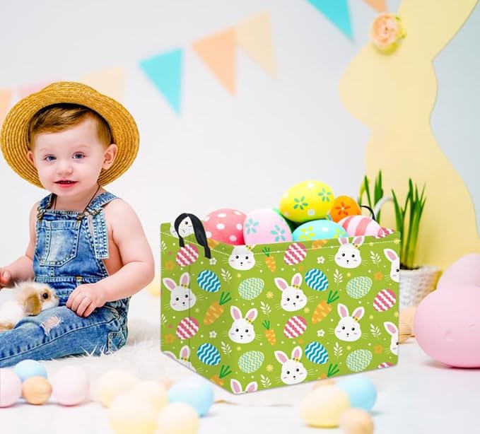 TIBAOLOVER Rectangular Easter Bunny Storage Basket for Kids & Baby - Cute Toy Storage Bin and Organizer - Room Decor