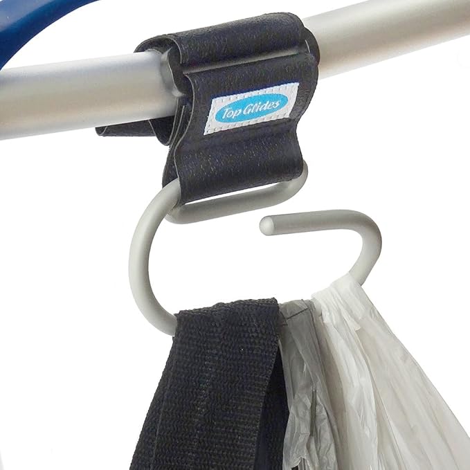 Top Glides Jumbo Swirly Hook for Strollers/Walkers, Silver/Black (Silver)