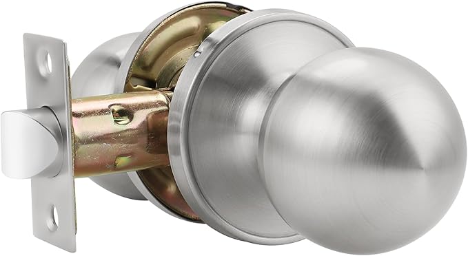 Knobonly 1 Pack Passage Door Handles Ball Shape for Hall/Closet Without Keys Brushed Nickel Finish