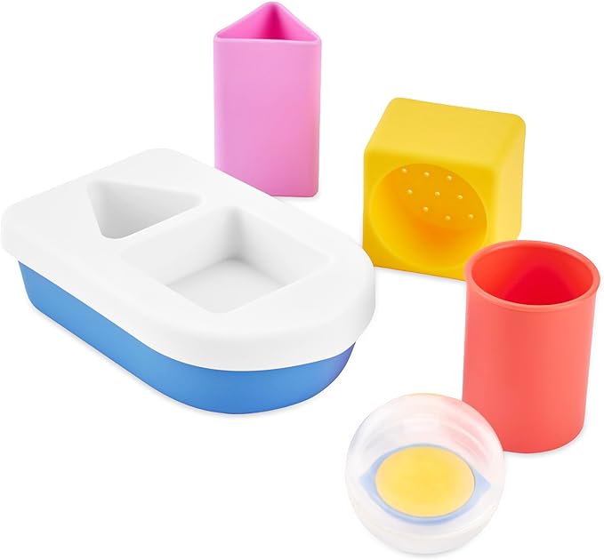 Skip Hop Baby Bath Toy STEM Learning & Play Stacking Boat 6-Piece Set Bathtub Sensory Development Toy with Sprinkle Effects & Floating Pieces Age 6m+