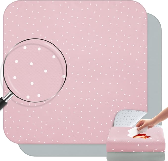 Baby Splat Mat for Under High Chair 2 Pack, 42 x 42 Inch Splash Mat for Arts & Crafts & Eating Mess, Waterproof and Washable Spill Mat, Baby Playtime Anti-Slip High Chair Mat for Floor or Table, Pink