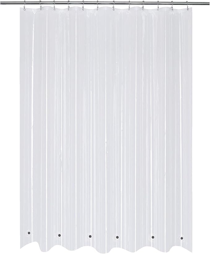 Mrs Awesome Shower Curtain Liner with 6 Magnets Clear Thick PEVA, Premium Waterproof Plastic Shower Curtain Standard Size 72 x 72 inch, Clear