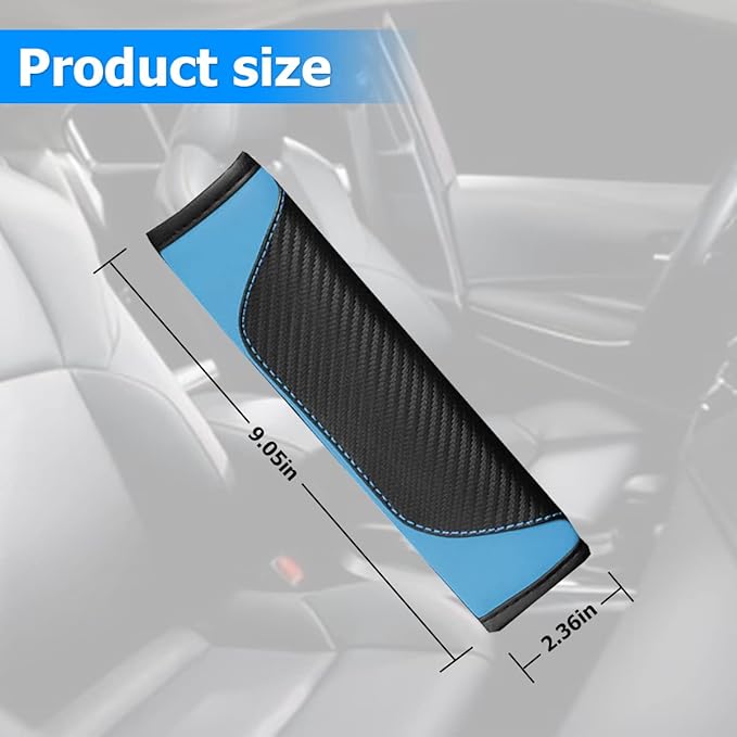 AUCELI 2PCS Car Seat Belt Cover, Carbon Fiber Seatbelt Shoulder Strap Covers, Breathable Leather Soft Harness Pad Protect Your Neck and Shoulder Compatible with Cars
