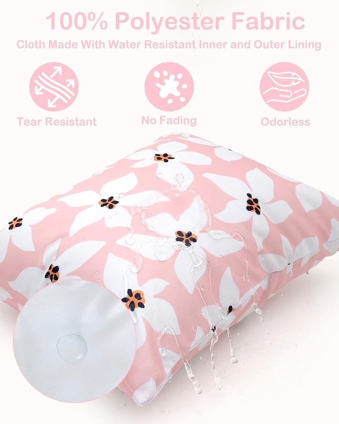 ALVABABY 2pcs Waterproof Wet Dry Bags,Reusable with Two Zippered Pockets,Baby Cloth Diaper,Travel,Beach,Pool,Daycare,Soiled Baby Items,Yoga Gym Bag,Swimsuits or Wet Clothes 2LW01