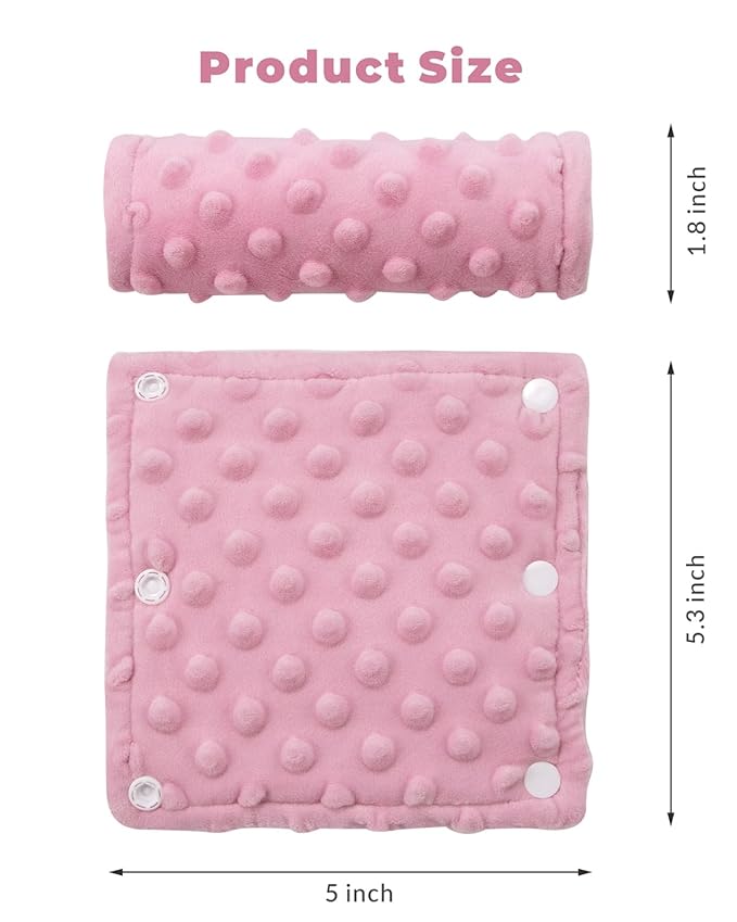 Car Seat Belt Covers 2 Pack for Baby Kids, Soft Reversible Car Seat Shoulder Strap Pads, Seatbelt Cushion, Neck Strap Covers for Stroller, Carrier, Pushchair -Dots, Pink