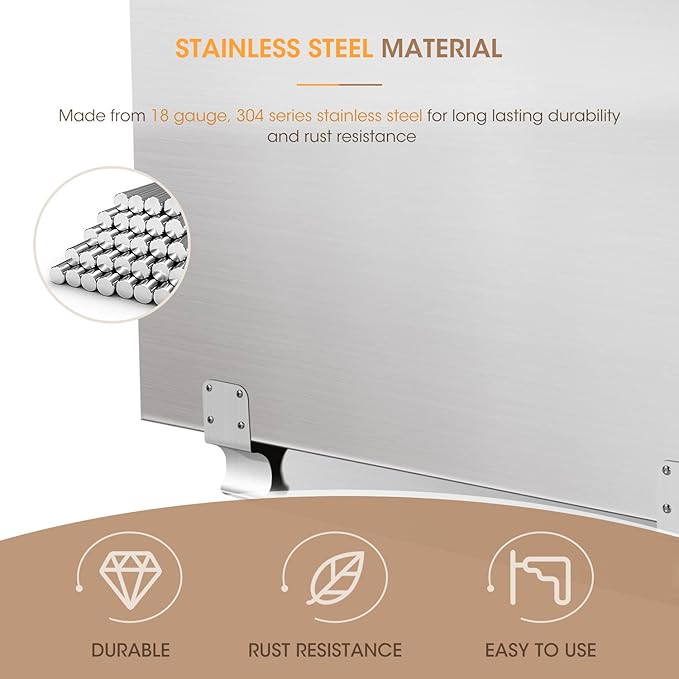 Stainless Steel Commercial Deep Fryer Splash Guard 20-1/2" W X 18" H Side Splash Universal fit clips stop oil from splattering, Pack of 1