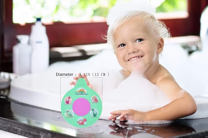 WSZCML Bathtub Drain Stopper, Silicone Tub Stopper Plug, Universal Bath Drain Cover, Beautiful Coral Reef Illustration, Kids Tots Babies Gift (Green Dinosaur)