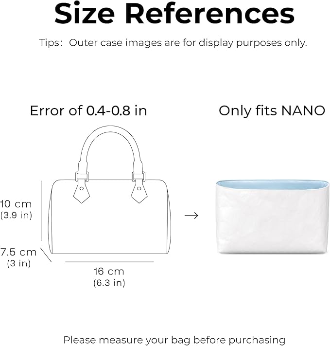 Purse Organizer Insert for LV Speedy Nano Handbag,Custom Fit Inside Premium Celeste Lightweight WaterResistant Tote Bag Insert