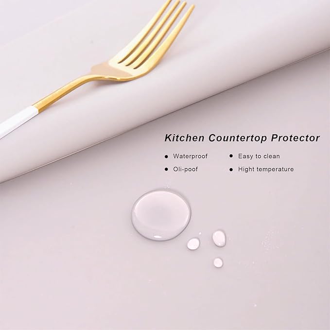 Silicone Placemats, Food-Grade Non-Slip Waterproof, Dining, Stain Resistant, Countertop Protector, Kitchen Counter Mat, Heat Resistant, Baking mat Dishwasher Safe (white gray, 1)