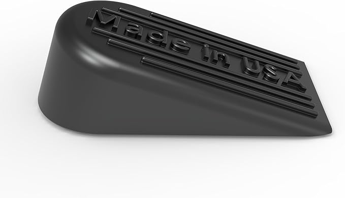 Rubber Door Stoppers for Bottom of Door Made in USA - Door Stop Wedge for Carpet, Tile, Concrete Floor, Heavy Duty for Commercial & Home - 2.1 x 1.3 x 4.3 Inches - Black, 4 Pack