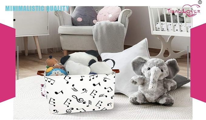 TIBAOLOVER Rectangular Kids Storage Bin Gift Basket Baby Organizer Shelf Book Basket Room Decor (music)
