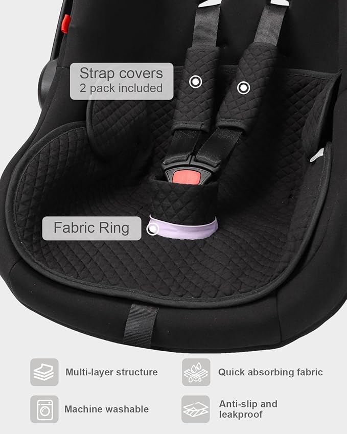 TinlyFinly 2 Pack Baby Potty Training Car Seat Protector, Waterproof Car Seat Liner for Potty Training Toilet, Baby Infant Toddler Piddle Pad Fits for Carseat, Stroller, Highchair - 2 Pack, Black
