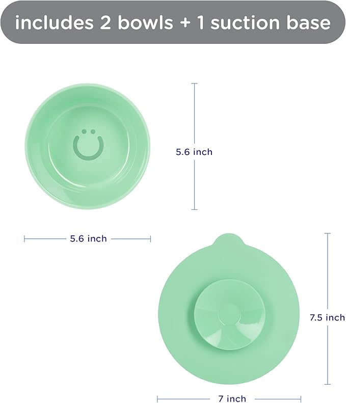 Ubbi Silicone Suction Bowls for Babies & Toddlers, 2-Pack – 2 Bowls + Interchangeable Stay-Put Base, High-Wall Self-Feeding for Baby-Led Weaning, BPA-Free Dishwasher Safe, Sugar Snap Green