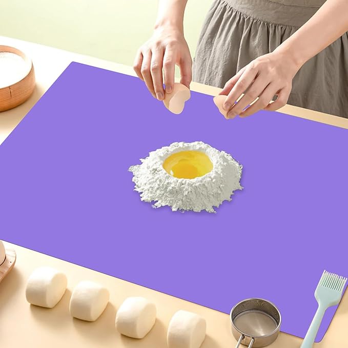 Extra Large Silicone Mats for Kitchen Counter, 27.6'' x 19.7'' Nonskid Silicone Placemats for Kids, Nonstick Purple Silicone Mat for Baking Crafts, Silicone Dab Mat Heat Resistant Mat, 1Pack