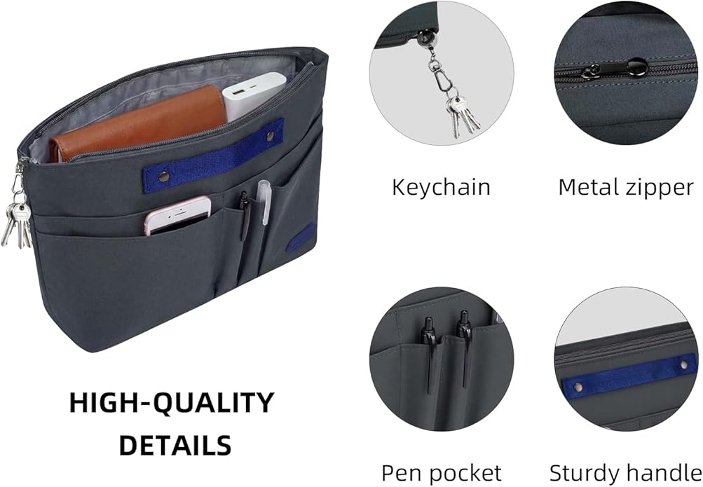 VANCORE Purse Organizer Insert for Handbags,Tote Bag Organizer Insert with Zipper Bag,Premium Handbag Organizer Inside Liner for Women