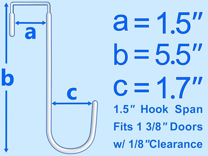 Over the Door Metal Hooks with Plastic Coating 1 Year Returnless Refund 5.5" Fit 0.5" to 1 3/8" Door 2 Pcs Heavy Duty Single Towel Robe Rack Wreath Bathroom Shower Hanger Shoe Organizer Ironing Board