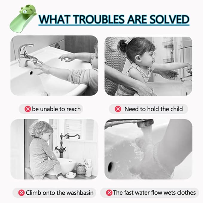 DLUCKY Faucet Extender for sink Easy Use Sink Faucet Extenders with Temperature Sensitive for Toddlers, Kids Hand Washing Faucet Extension for Bathroom Sink, Kitchen, Green