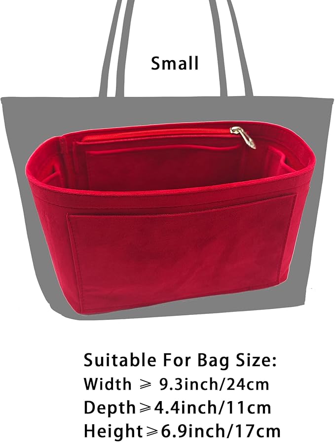 banbeln Purse Organizer Insert, Suede Bag Organizer Handbag Tote Shaper, Suede Material, Soft and Non Damaging Bag (Black, Small)