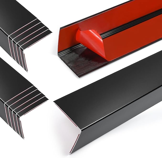 10PCS 48" Black Metal Corner Protectors, Aluminum Self Adhesive Corner Guards, Metal Wall Edge Protector Strip, Furniture Corner Protectors, Wall Cabinet Baseboard Decoration 48" x 2"