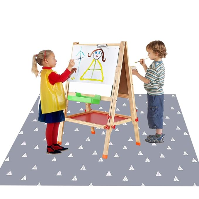 51” Baby Splat Mat for Under High Chair/Arts/Crafts, WOMUMON Washable Waterproof Anti-Slip Floor Splash Mat, Portable Wipeable Spill Mat and Table Cloth