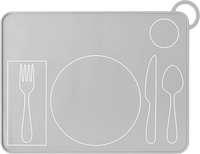 Kids Silicone Montessori Placemat for Toddlers | Children Plate Mat for Dining Table Setting | by Fire Rooster Kids (Grey, 1)
